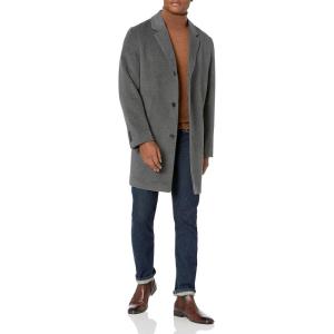 Cole Haan mens Wool Plus Topper Button Front Coat(Light Grey)