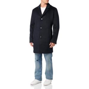 Cole Haan mens Wool Plus Topper Button Front Coat(Navy)