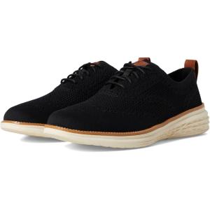 Cole Haan Mens Grand Hurrion Stitchlite Wingtip(Black/Ivory/British Tan)