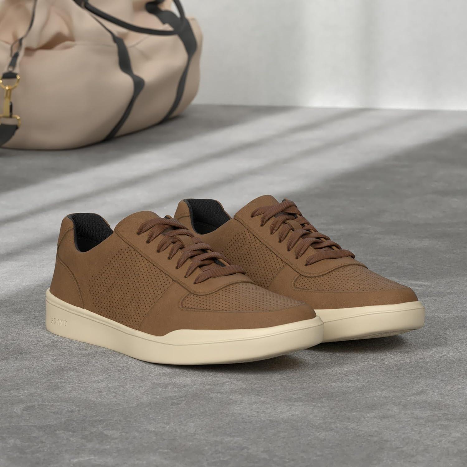 imageCole Haan Mens Grand Crosscourt Modern Perforated Court SneakerBritish Tan