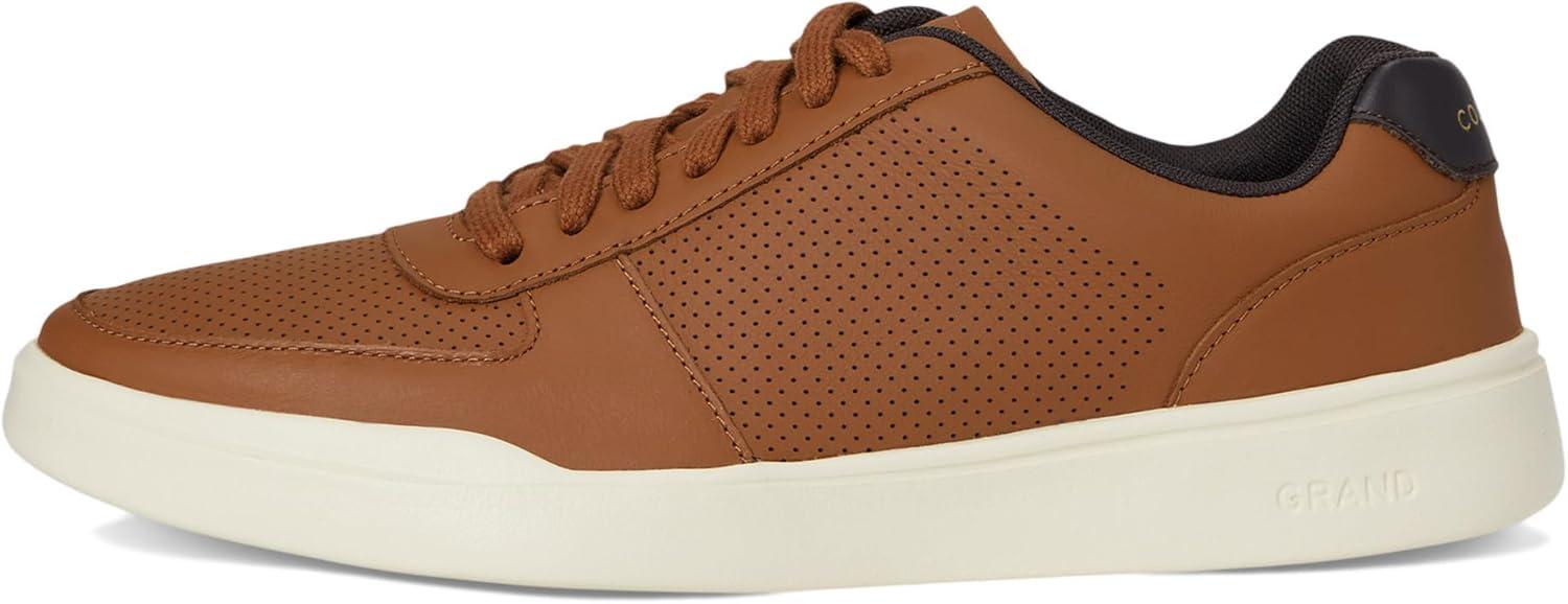 imageCole Haan Mens Grand Crosscourt Modern Perforated Court SneakerBritish Tan Leather