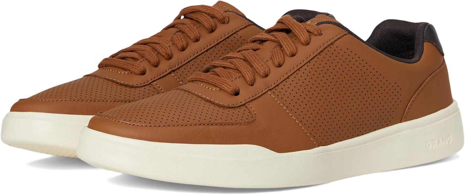 imageCole Haan Mens Grand Crosscourt Modern Perforated Court SneakerBritish Tan Leather