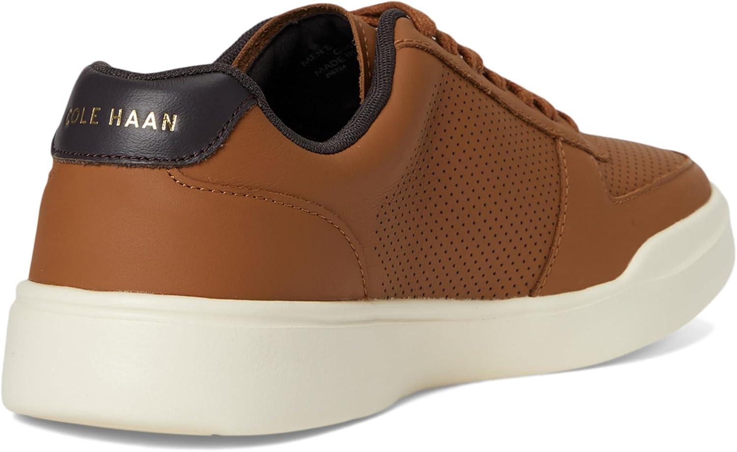 imageCole Haan Mens Grand Crosscourt Modern Perforated Court SneakerBritish Tan Leather