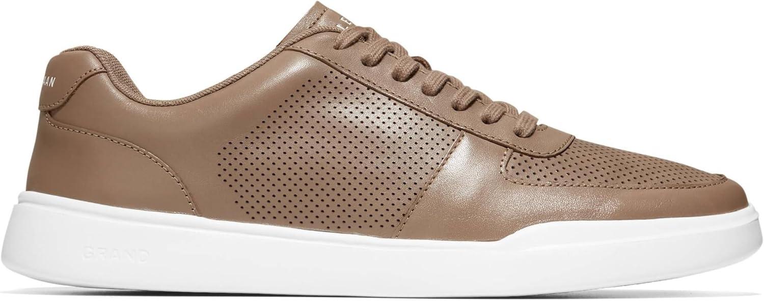imageCole Haan Mens Grand Crosscourt Modern Perforated Court SneakerIrish CoffeeWhite