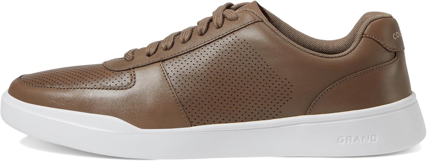 imageCole Haan Mens Grand Crosscourt Modern Perforated Court SneakerIrish CoffeeWhite