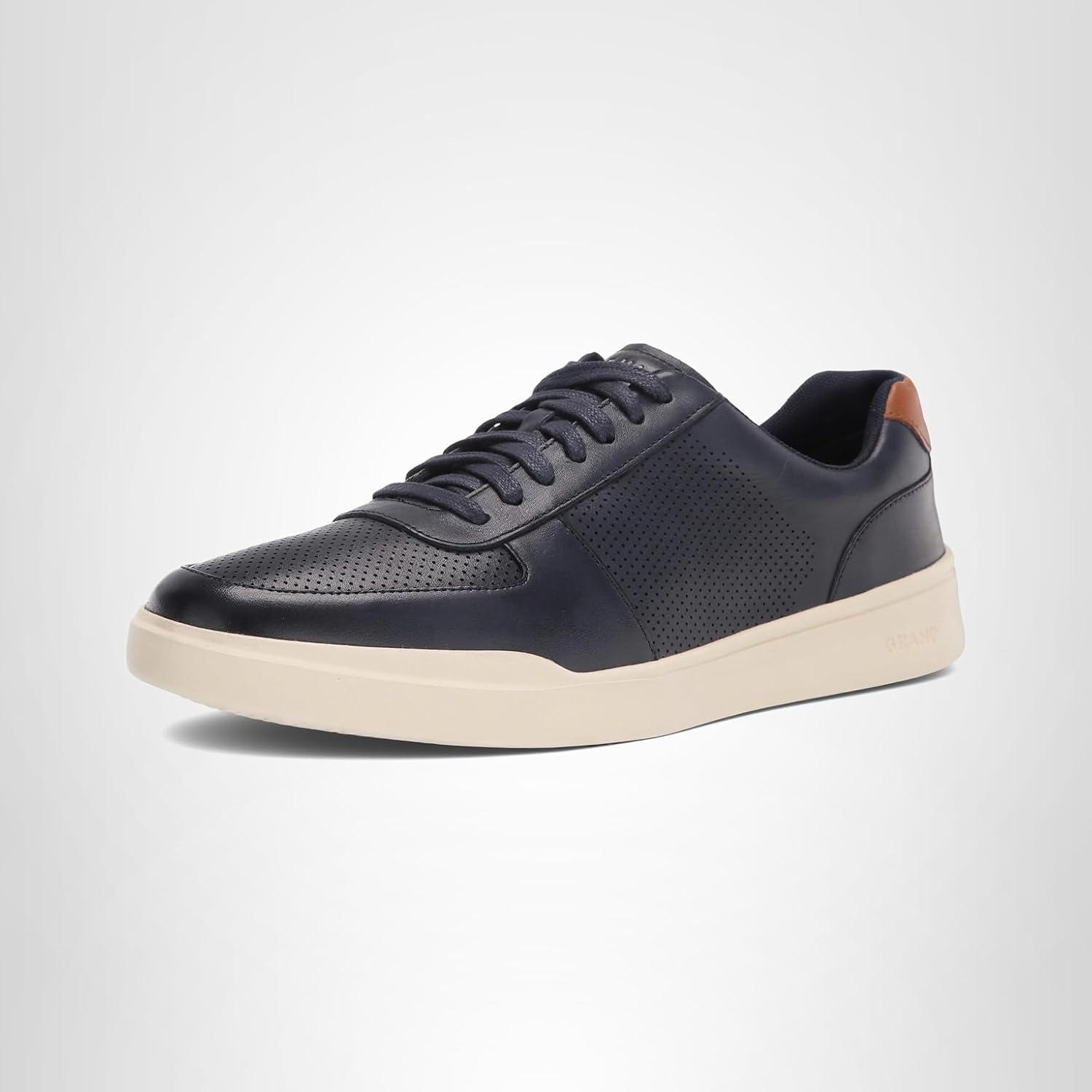 imageCole Haan Mens Grand Crosscourt Modern Perforated Court SneakerPeacoatBrtsh Tan