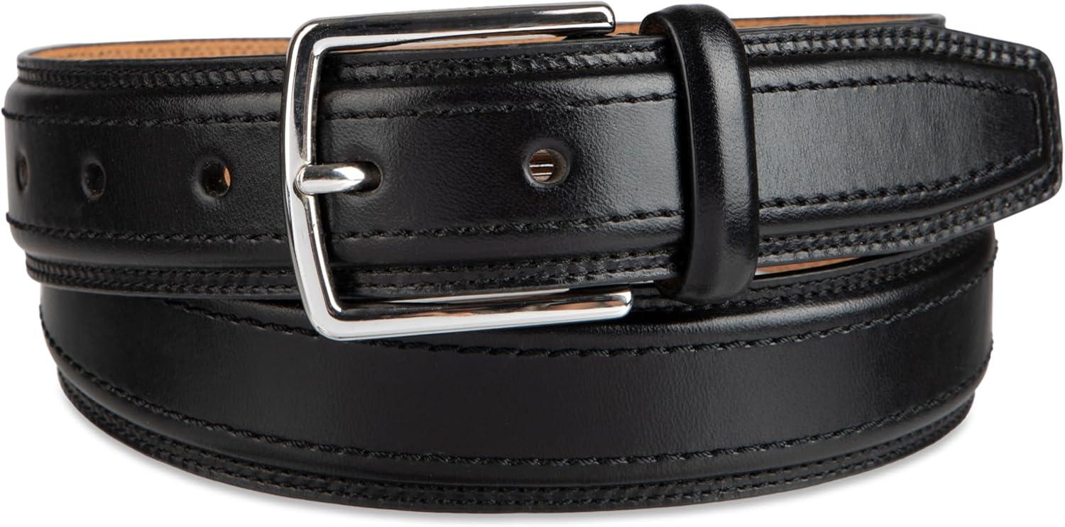 imageCole Haan mens Black Leather Dress Belt Classic Style With Polished Buckle for Work Or Formal WearBlack Stitch