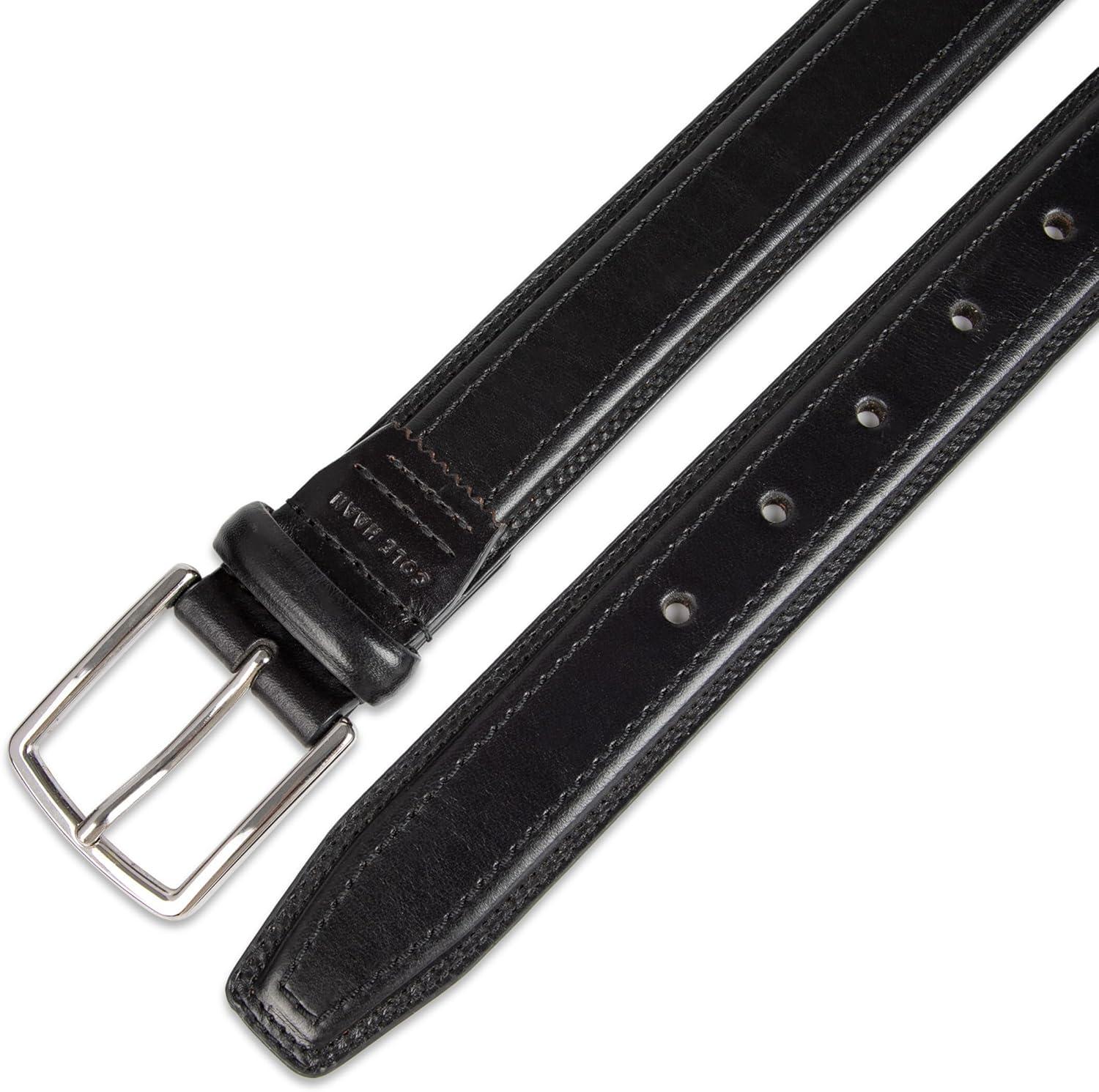 imageCole Haan mens Black Leather Dress Belt Classic Style With Polished Buckle for Work Or Formal WearBlack Stitch