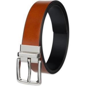 Cole Haan mens Reversible Embossed Logo Loop Casual Belt(Tan/Black)