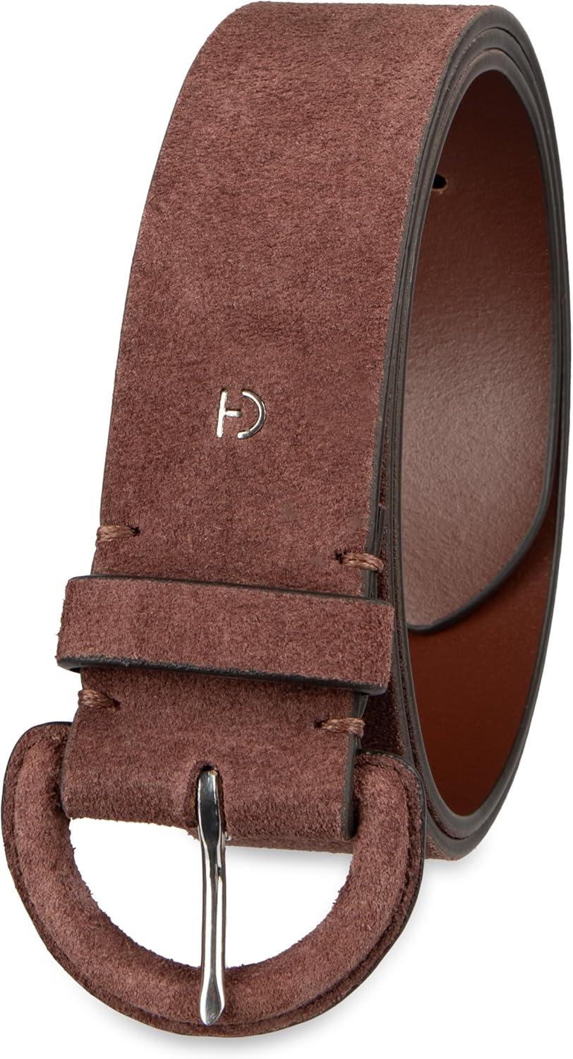 imageCole Haan Womens Leather Covered Buckle Wide Width Belt for Dresses Jeans TrousersBrown Suede