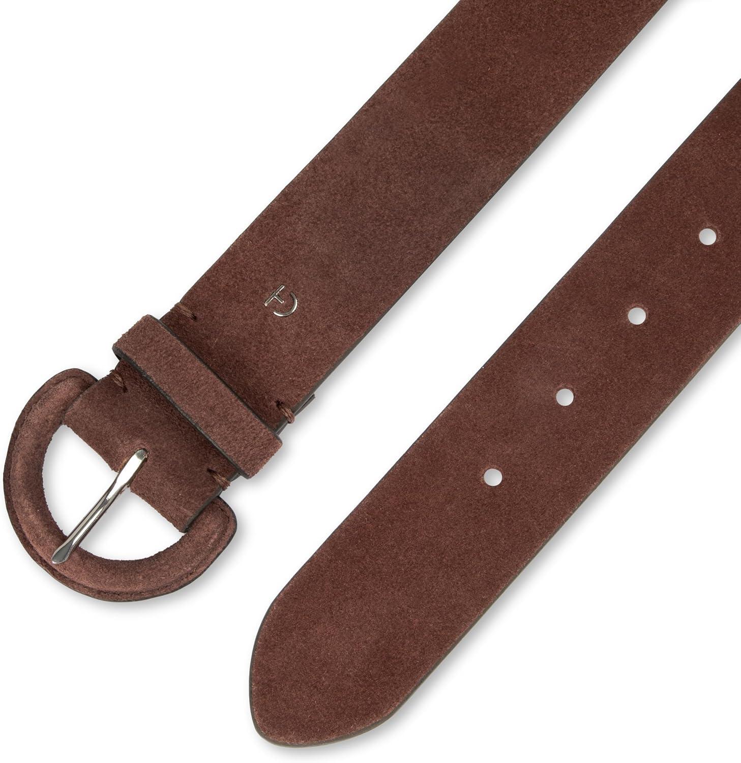 imageCole Haan Womens Leather Covered Buckle Wide Width Belt for Dresses Jeans TrousersBrown Suede