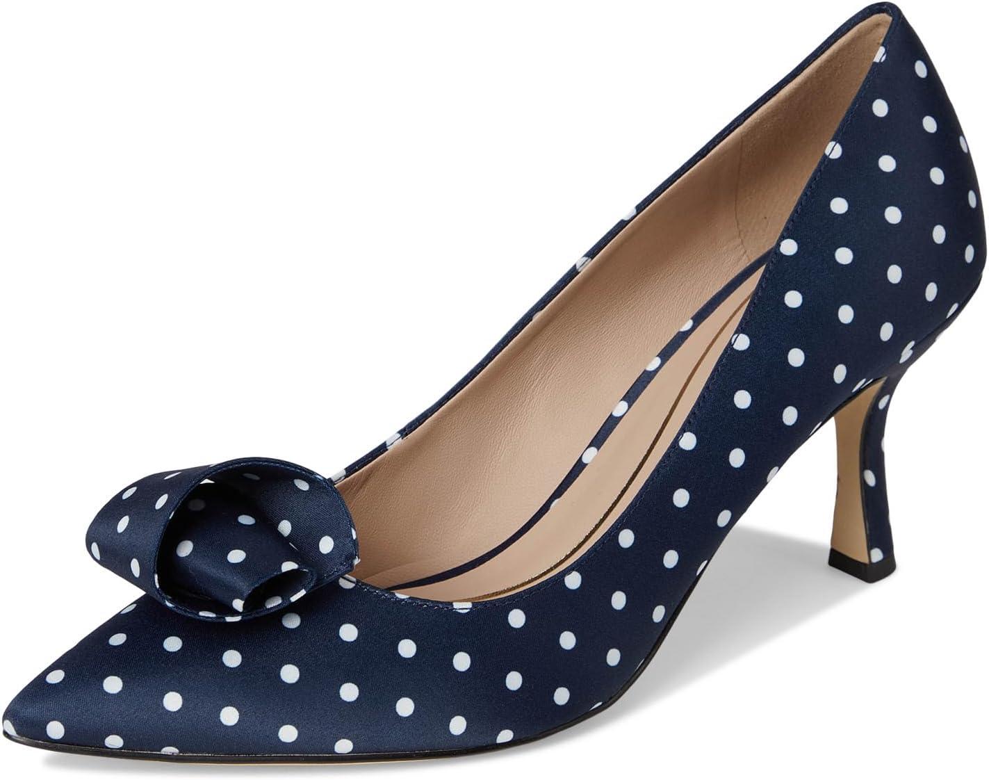imageCole Haan Womens 75mm High Heel FloretteNavyWhite Polka Dot Print Textile