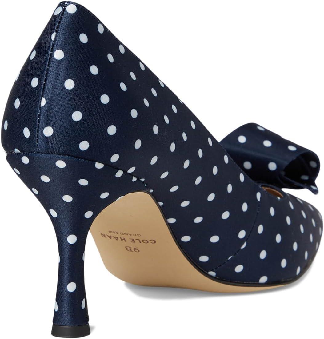 imageCole Haan Womens 75mm High Heel FloretteNavyWhite Polka Dot Print Textile