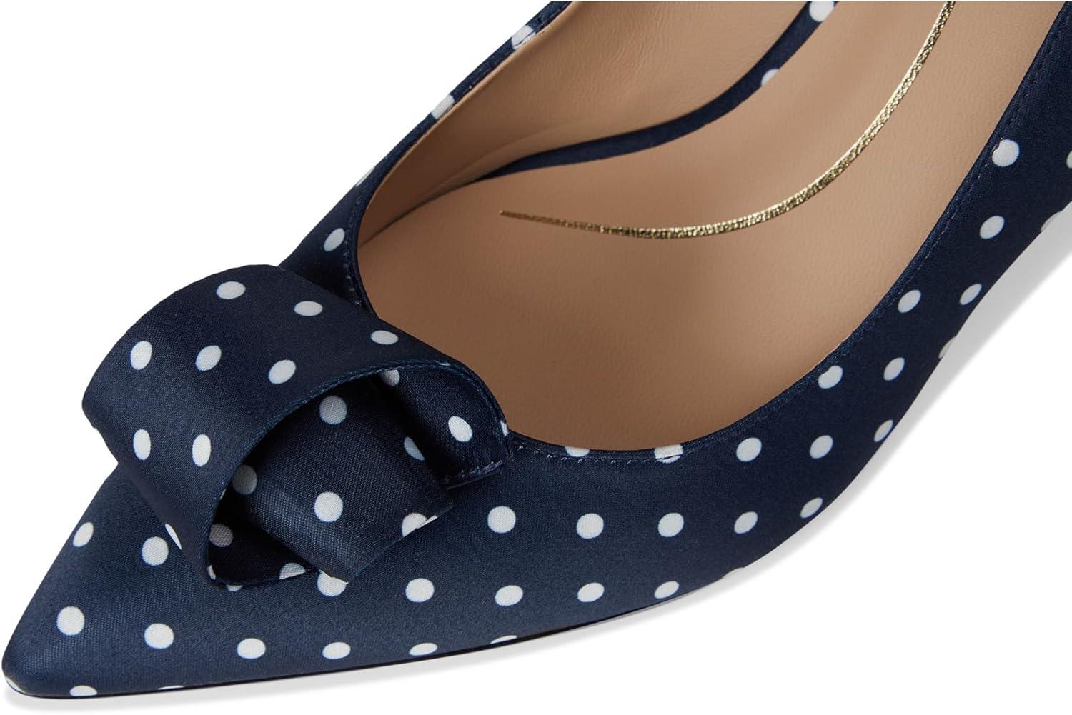 imageCole Haan Womens 75mm High Heel FloretteNavyWhite Polka Dot Print Textile