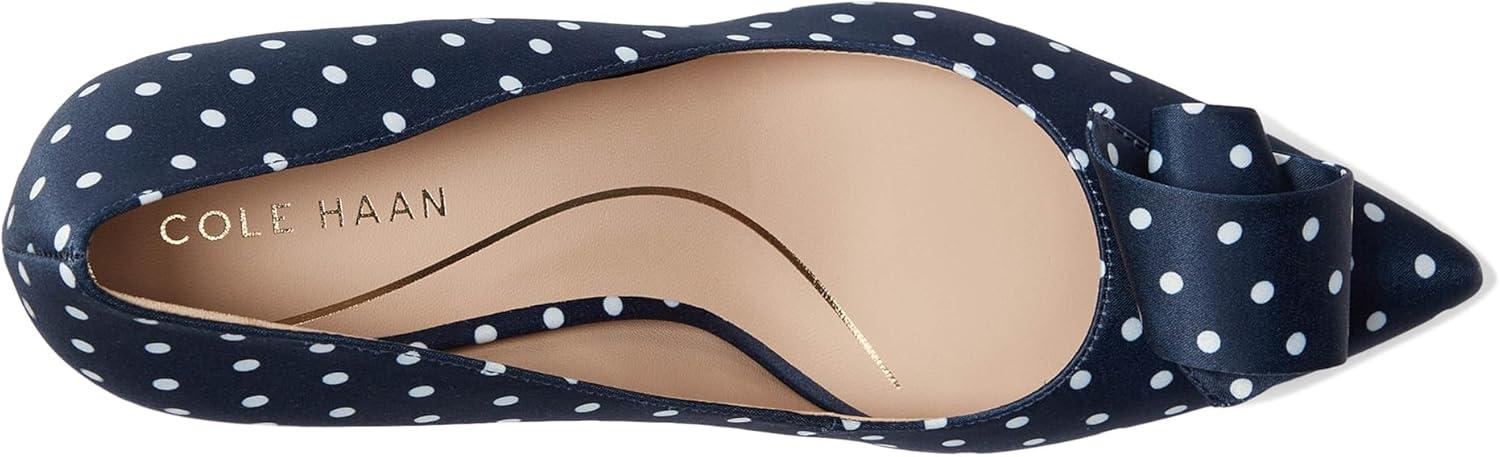 imageCole Haan Womens 75mm High Heel FloretteNavyWhite Polka Dot Print Textile