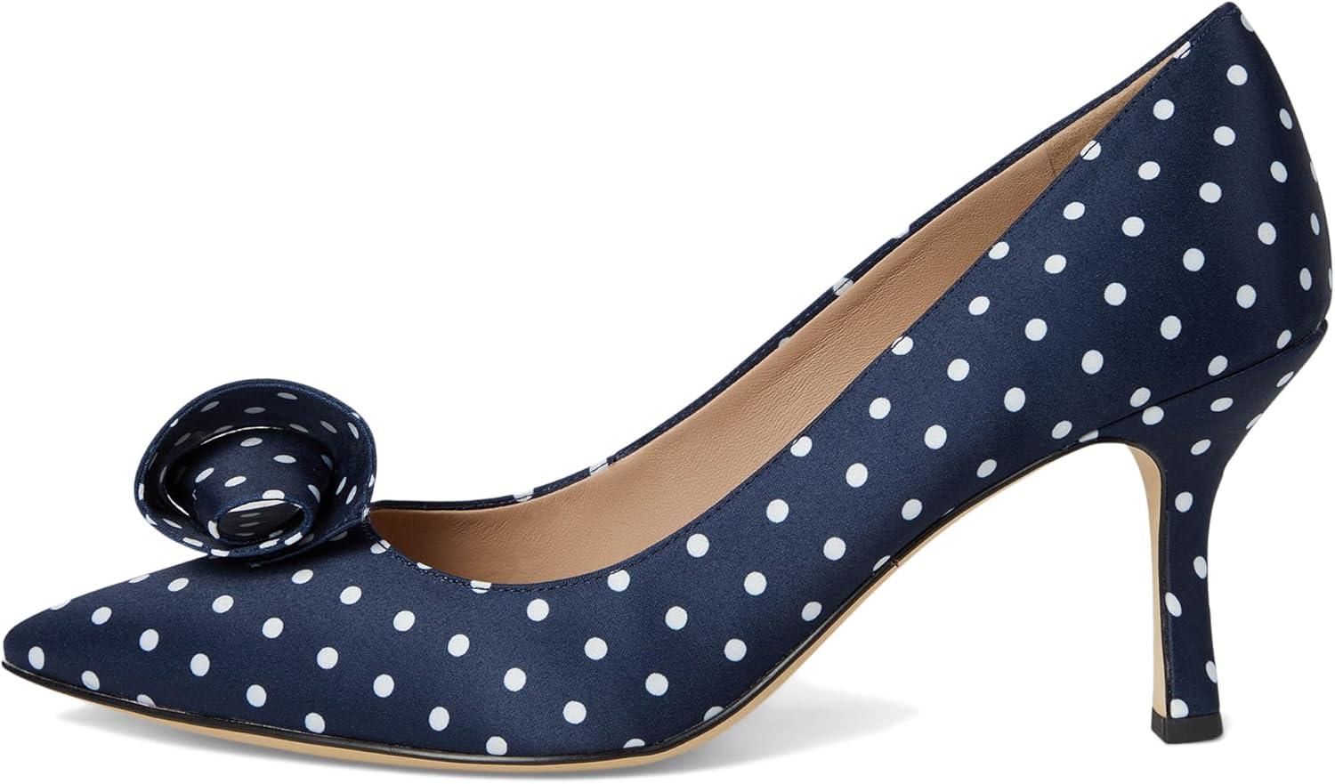 imageCole Haan Womens 75mm High Heel FloretteNavyWhite Polka Dot Print Textile