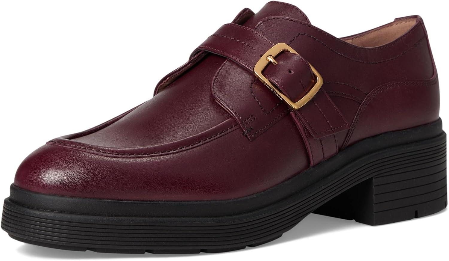 imageCole Haan Womens Carlitta Monk Strap LugCh Black Garnet Ltr
