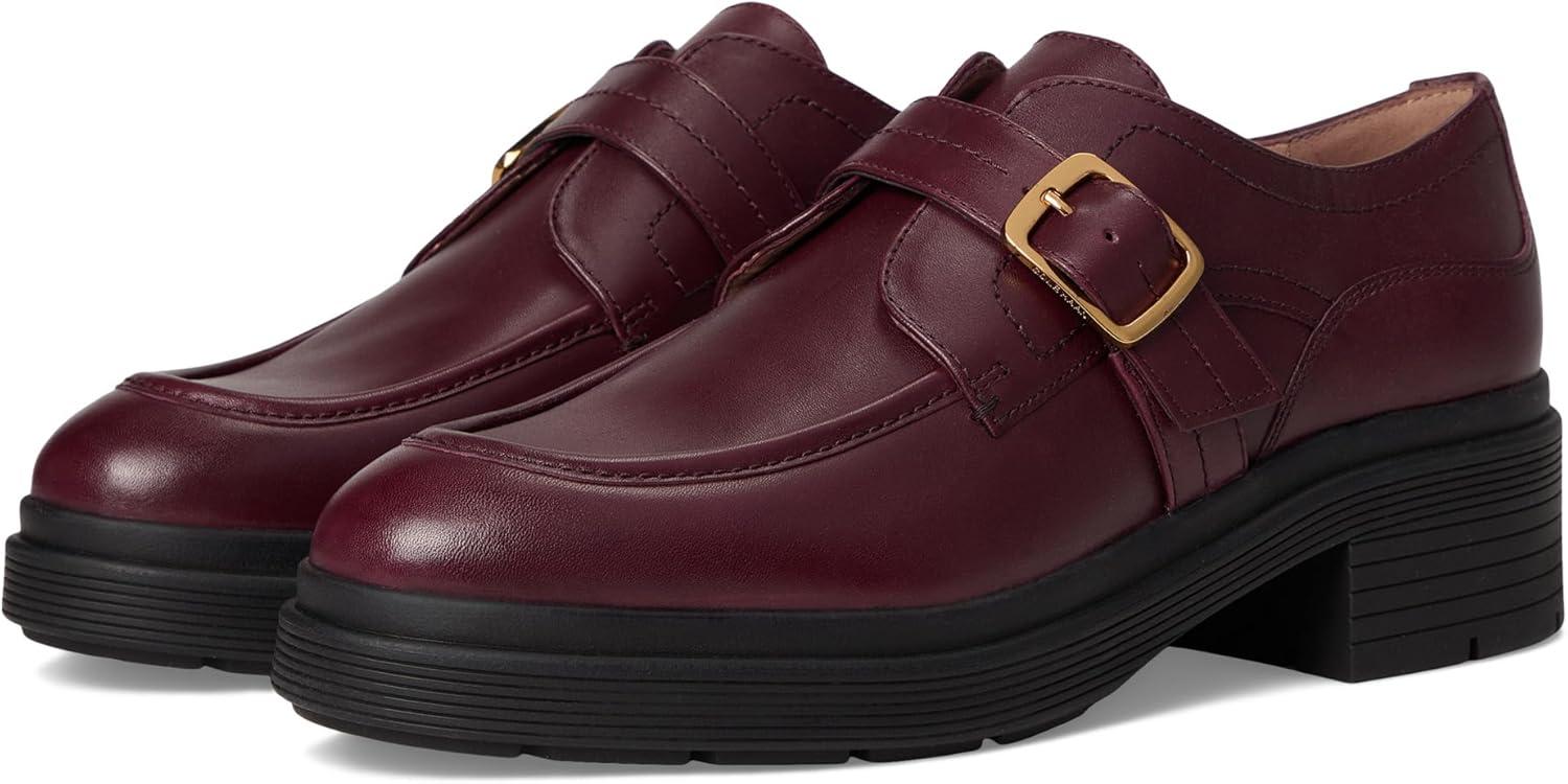 imageCole Haan Womens Carlitta Monk Strap LugCh Black Garnet Ltr