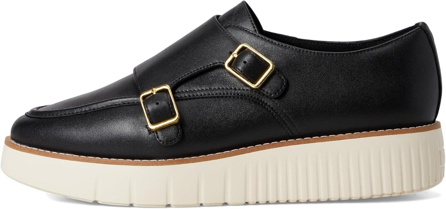 imageCole Haan Womens Grand City Platform Monk Strap BlackIvory 8B US