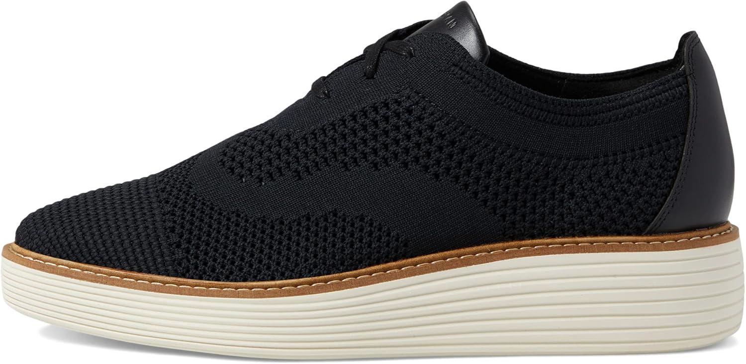 imageCole Haan Womens Original Grand Platform Stitchlite OxfordBlack KnitIvory