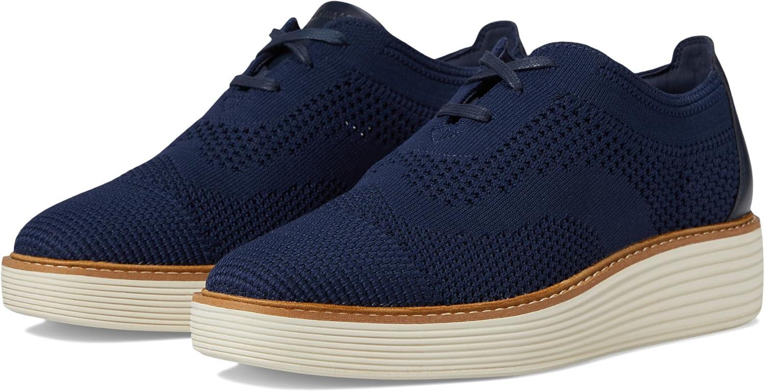 imageCole Haan Womens Original Grand Platform Stitchlite OxfordNavy Blazer KnitIvory