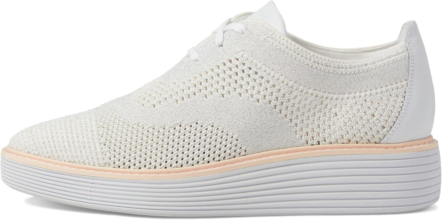 imageCole Haan Womens Original Grand Platform Stitchlite OxfordOptic WhiteSilver Knit