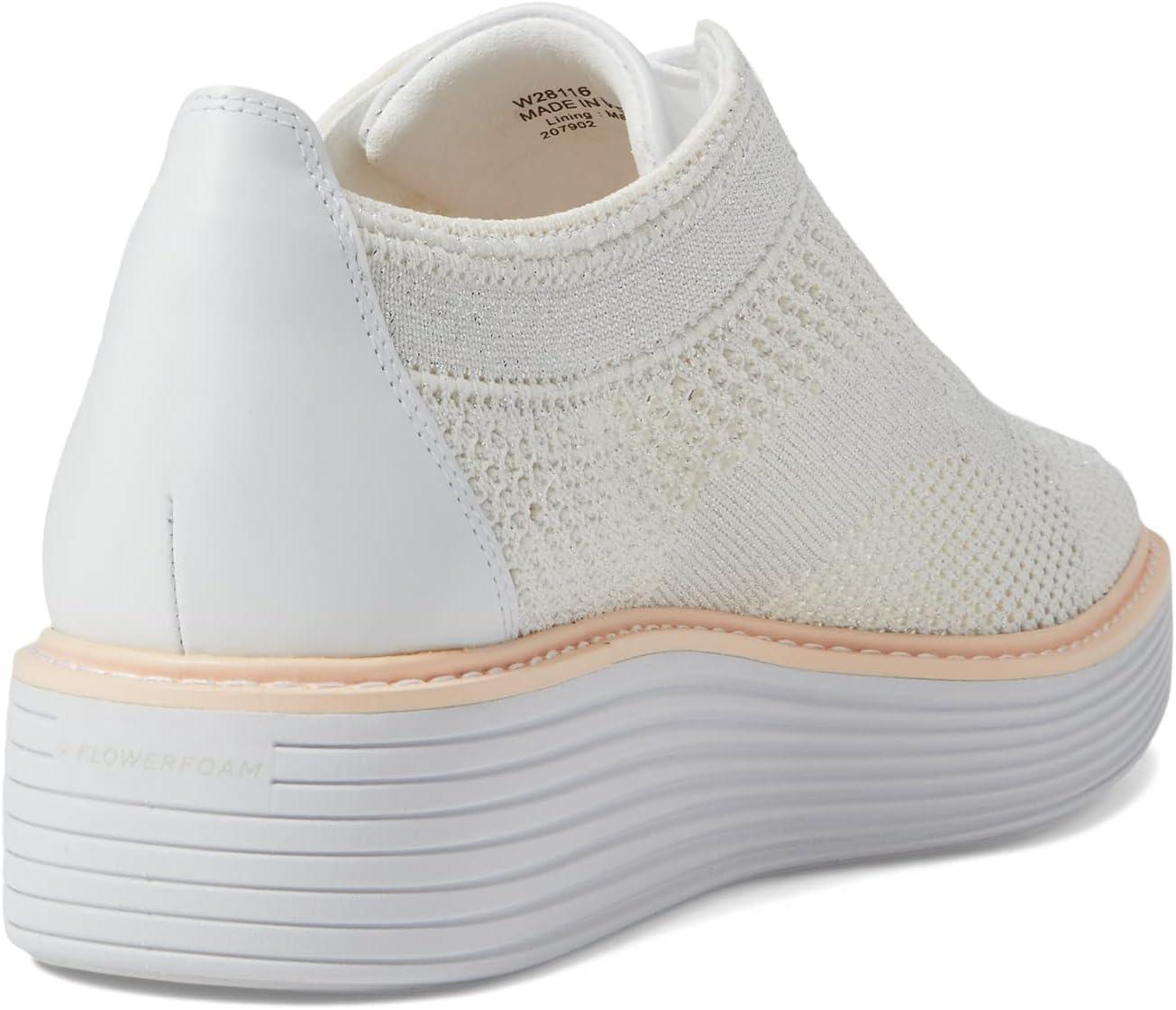 imageCole Haan Womens Original Grand Platform Stitchlite OxfordOptic WhiteSilver Knit