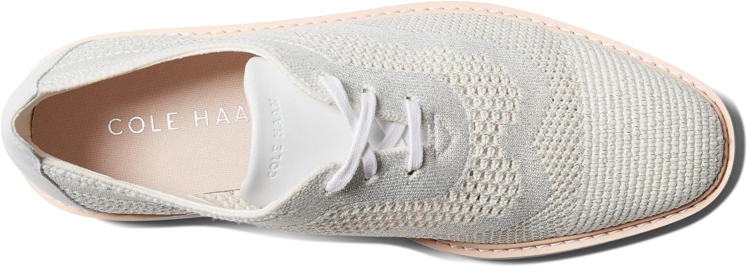 imageCole Haan Womens Original Grand Platform Stitchlite OxfordOptic WhiteSilver Knit