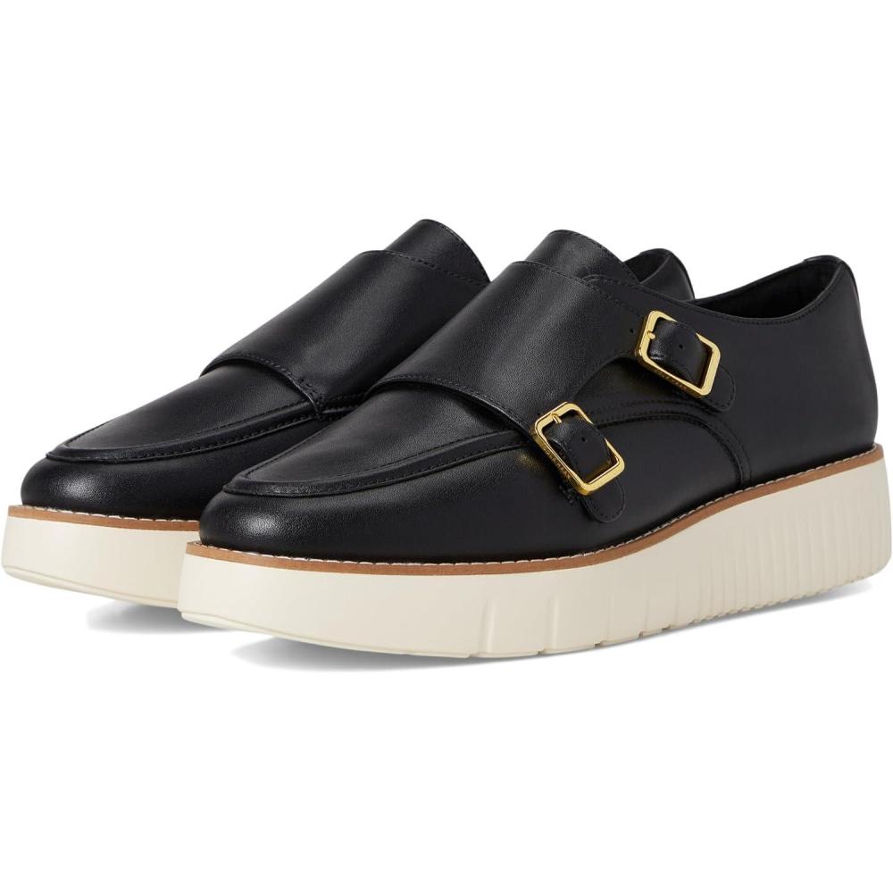 imageCole Haan Womens Grand City Platform Monk StrapBlackIvory