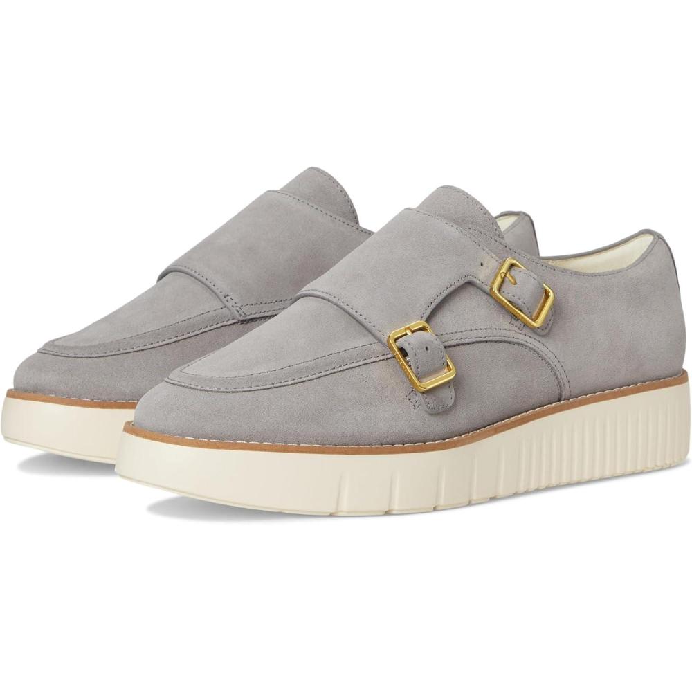 imageCole Haan Womens Grand City Platform Monk StrapFrost Gray SuedeIvory
