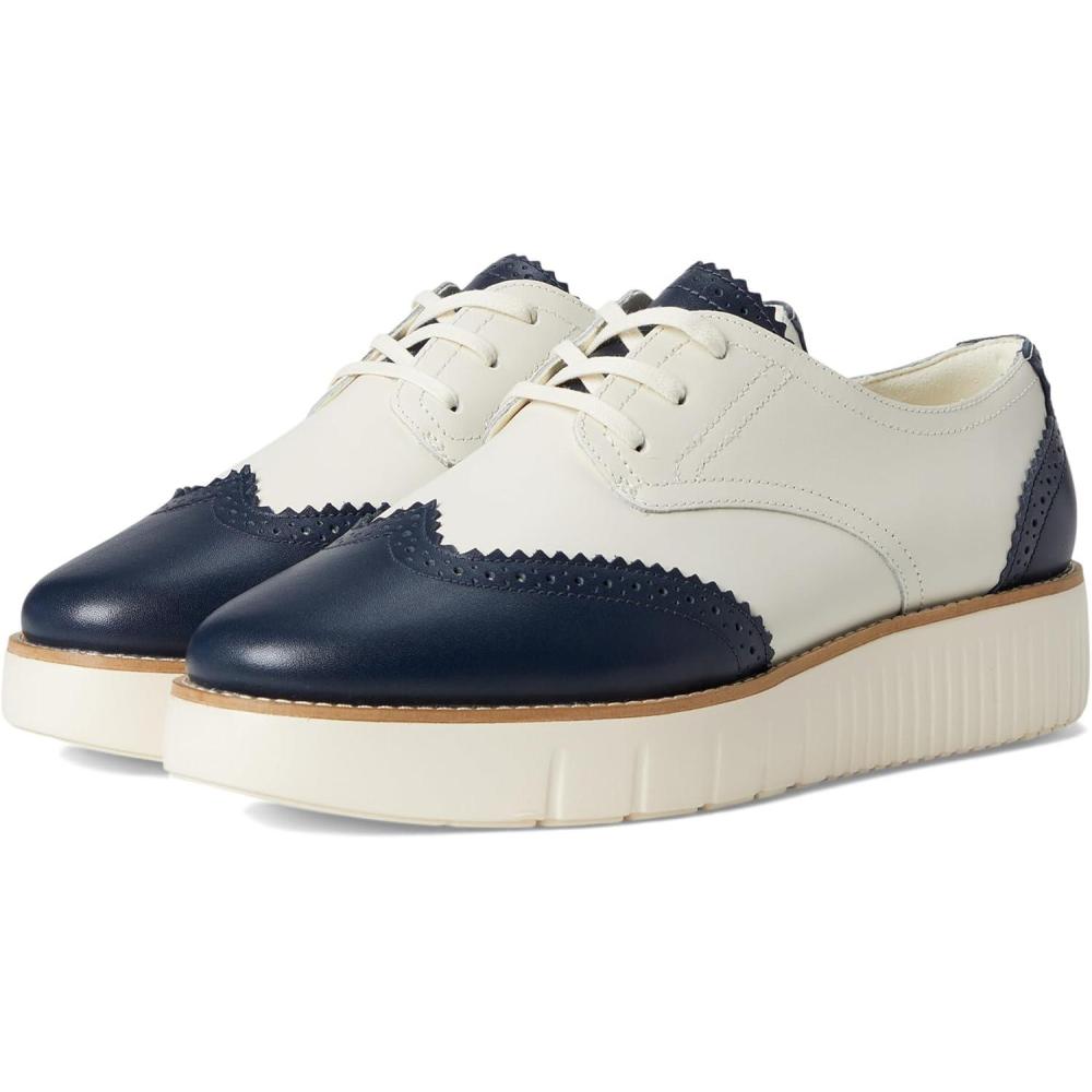 imageCole Haan Womens Grand City Platform Oxford ShoesIvory and Navy BlazerIvory