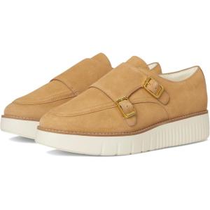 Cole Haan Womens Grand City Platform Monk Strap(Biscuit Suede/Ivory)
