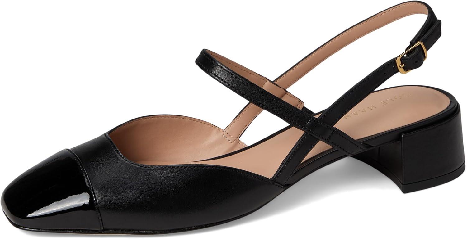 imageCole Haan Womens 35mm High Heel Pella Block Heel SlingbackBlack LtrBlack Patent