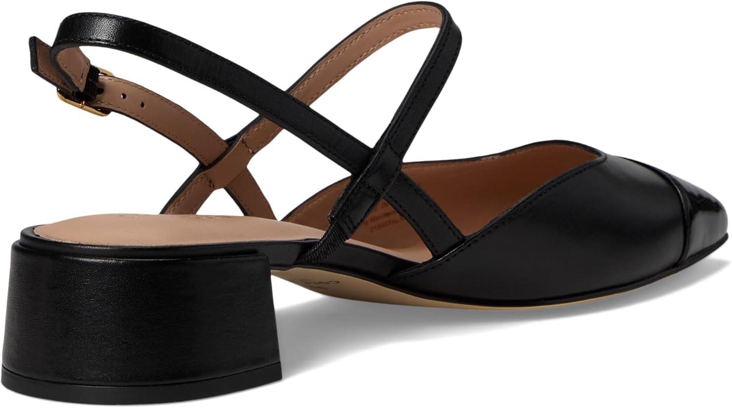 imageCole Haan Womens 35mm High Heel Pella Block Heel SlingbackBlack LtrBlack Patent