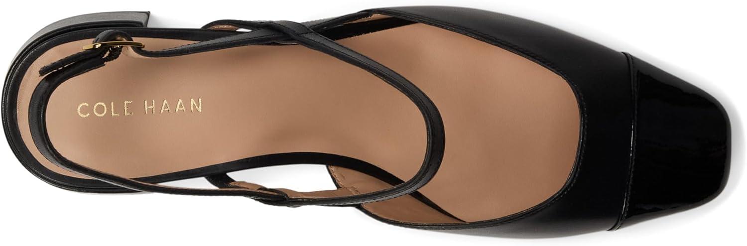 imageCole Haan Womens 35mm High Heel Pella Block Heel SlingbackBlack LtrBlack Patent