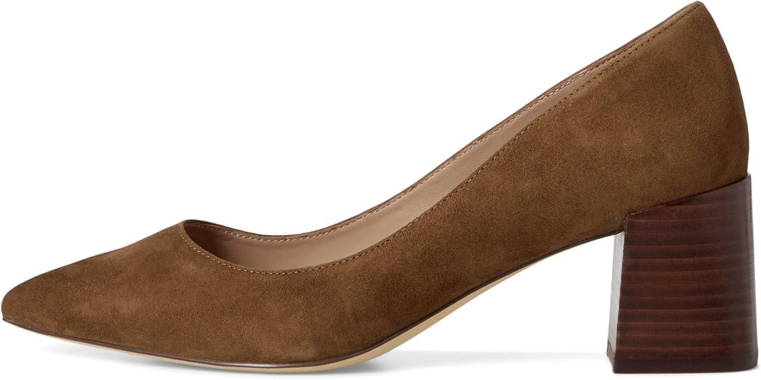 imageCole Haan Womens 65mm High Heel Cassandra Block HeelCh Spiced Brown SuedeCh Dark ChocolateIvory