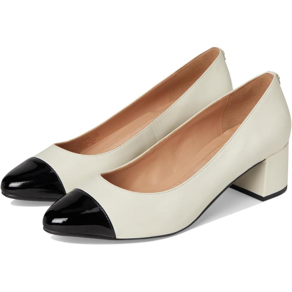 imageCole Haan Womens The Goto Block Heel Pump 45MM Ivory LeatherBlack Pat Leather 8B US