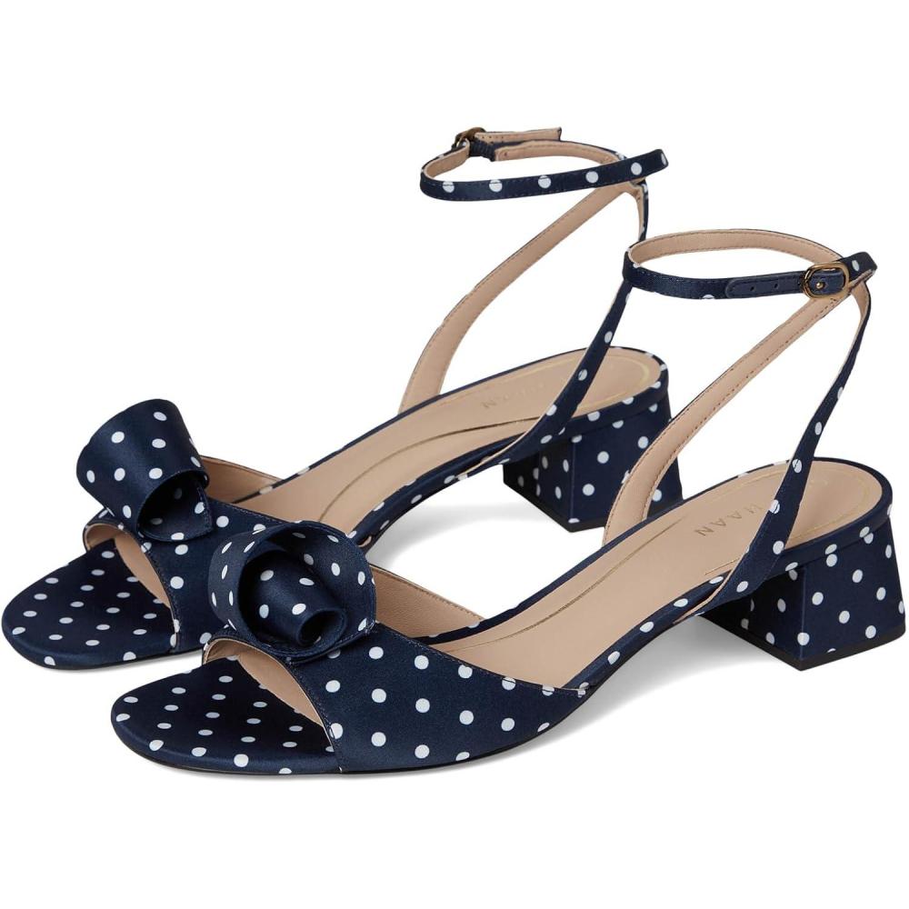 imageCole Haan womens Florette Block HeelNavyWhite Polka Dot Satin