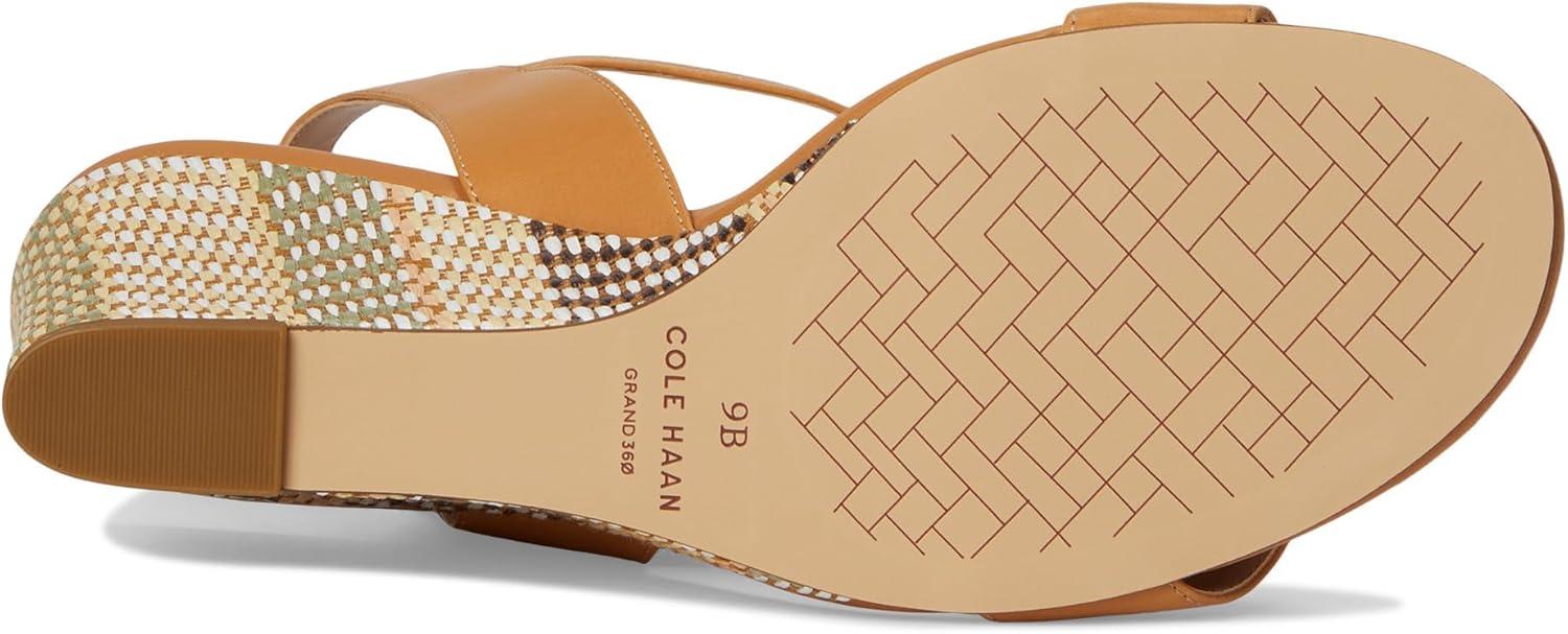 imageCole Haan womens Josie Wedge SandalsStriped RaffiaBiscuit Leather