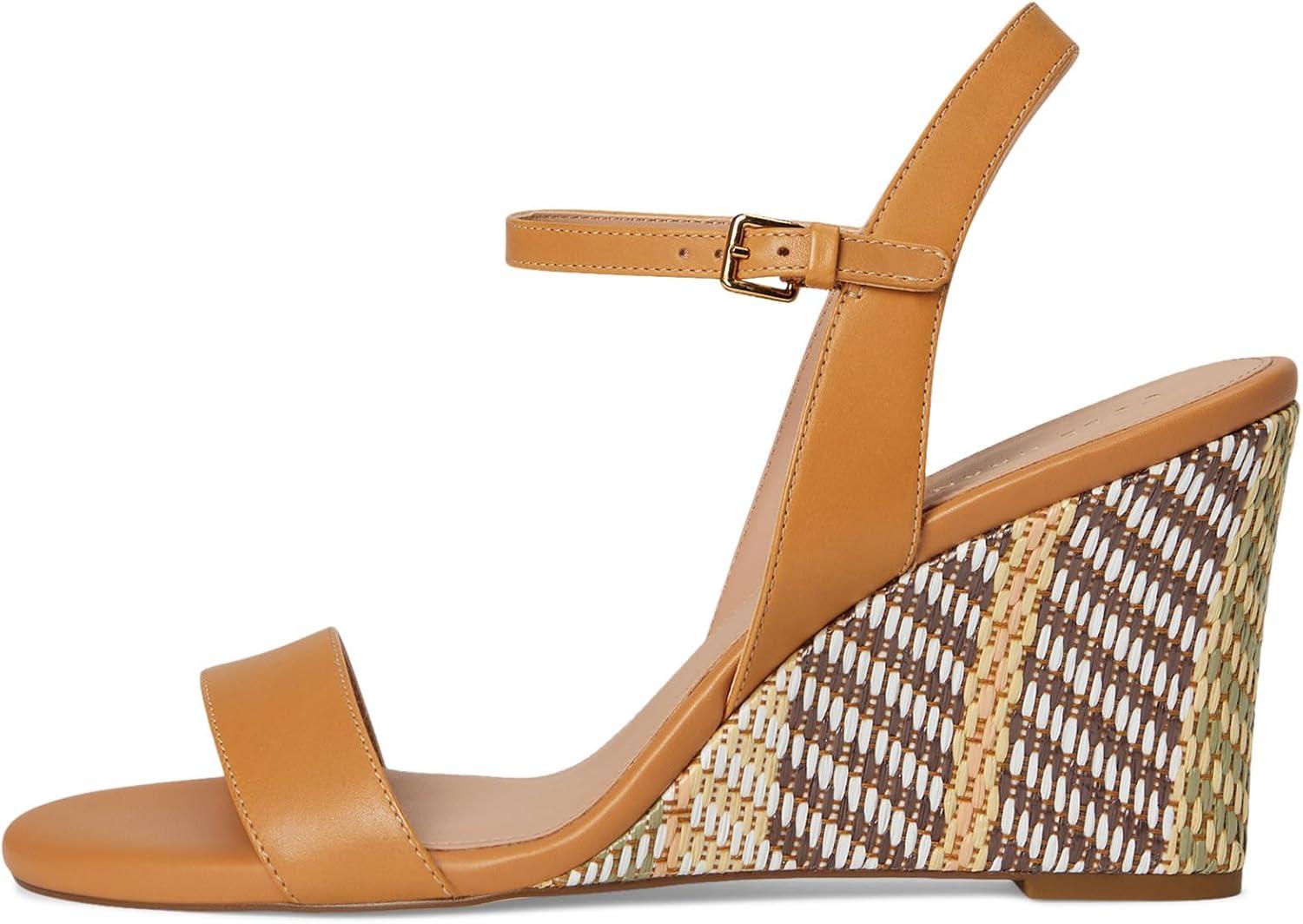 imageCole Haan womens Josie Wedge SandalsStriped RaffiaBiscuit Leather