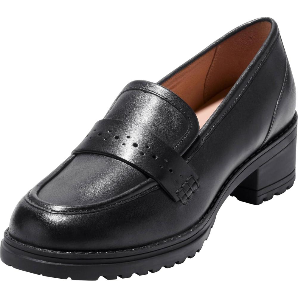imageCole Haan Womens Corrinne Lug Penny Loafers Black Leather 8B US