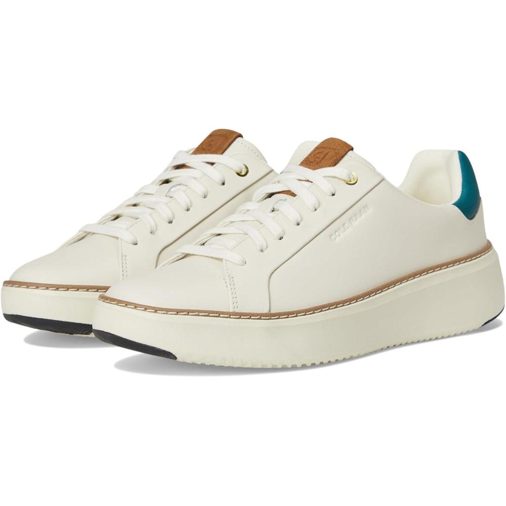 imageCole Haan Womens Grandpro Topspin Sneakers Ivory LeatherTobacco SuedeLeather 8B US