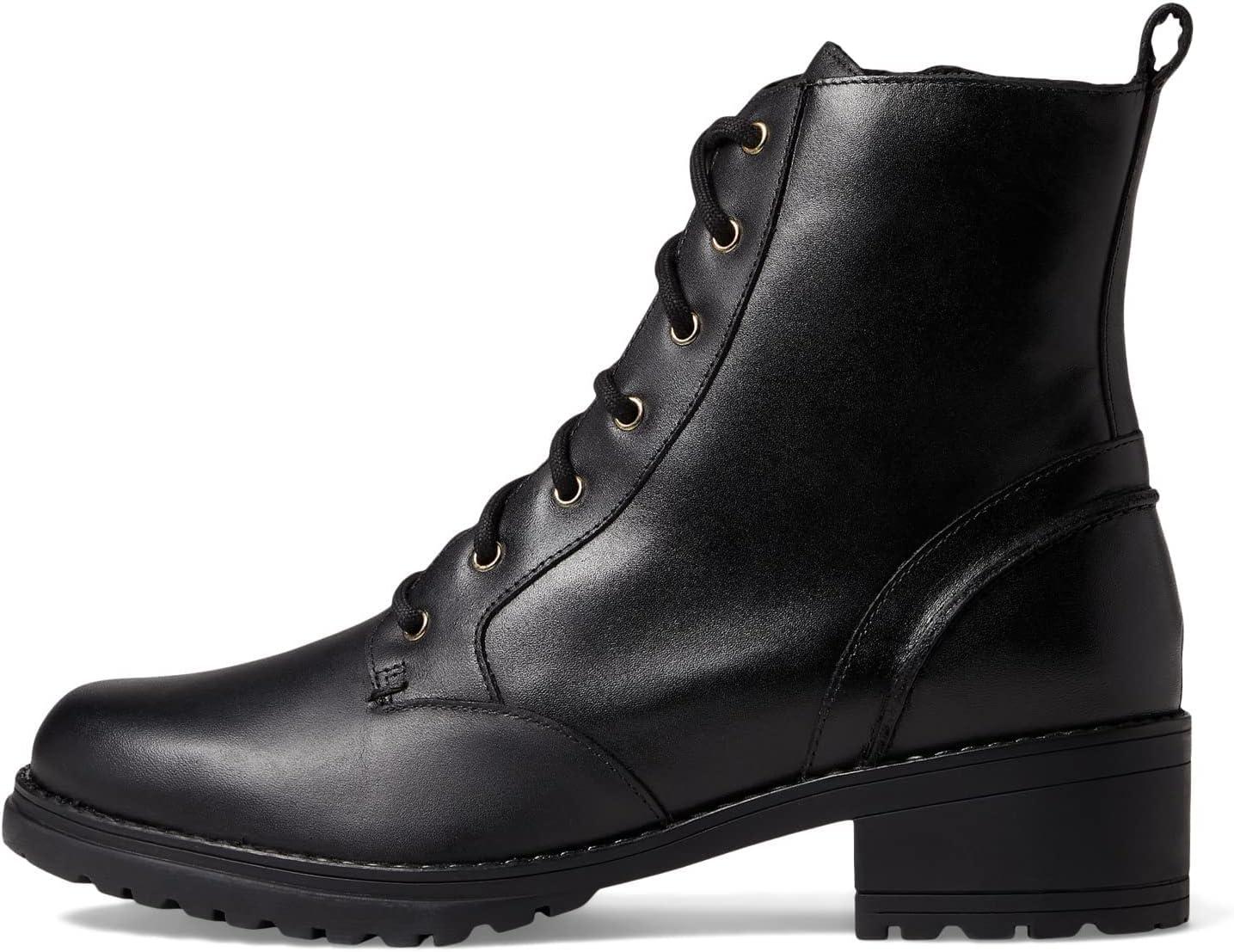 imageCole Haan womens Camea Water Proof Combat BootCombat BootBlack Leather Waterproof