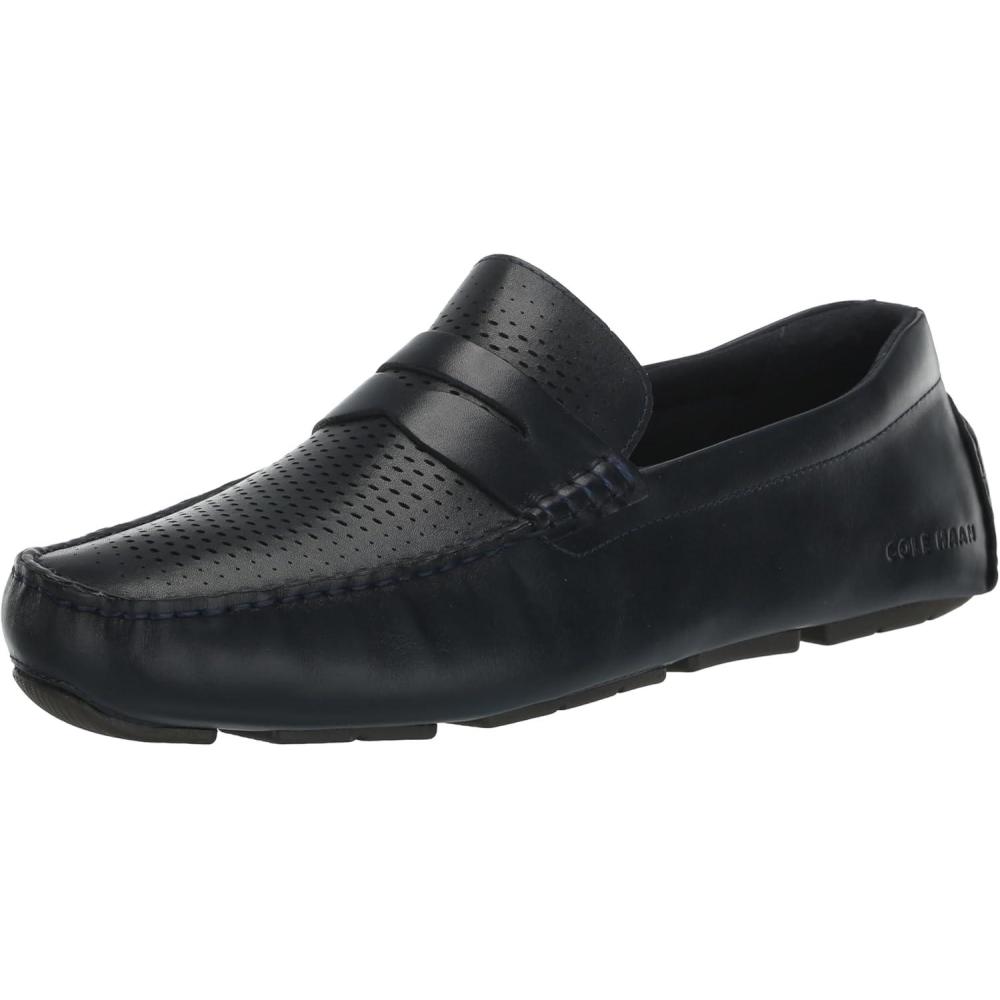 imageCole Haan Mens Grand Laser Penny Driving Style LoaferNavy BlazerChocolate