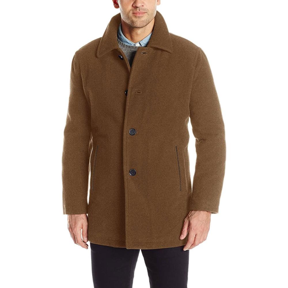 imageCole Haan mens Button Up Wool Plush Car CoatCamel