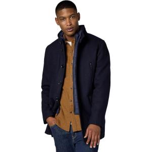 Cole Haan Men’s Wool Twill Topper Coat with Water Resistant Bib(Blue)