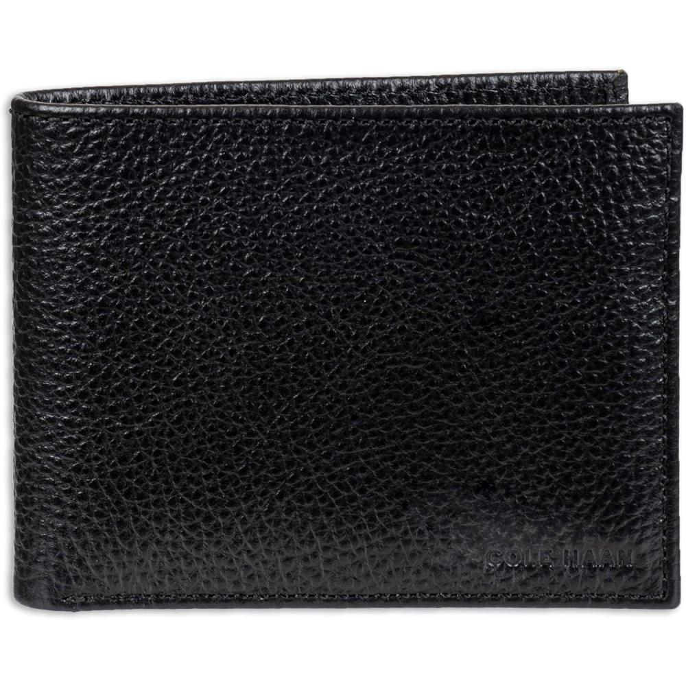 imageCole Haan Mens Leather Everyday Bifold RFID WalletBlack Pebble