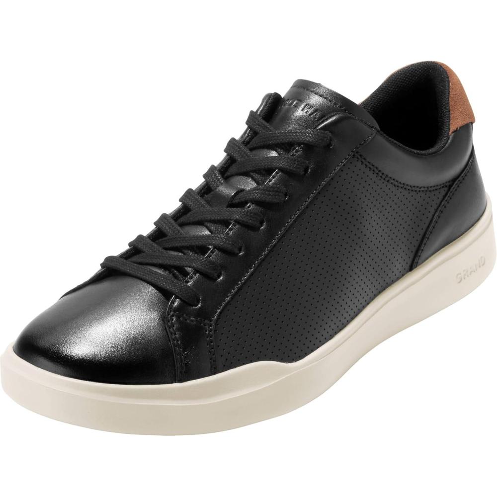 imageCole Haan Mens Grand Crosscourt Modern Perf LTT SneakersBlackBritish TanIvory