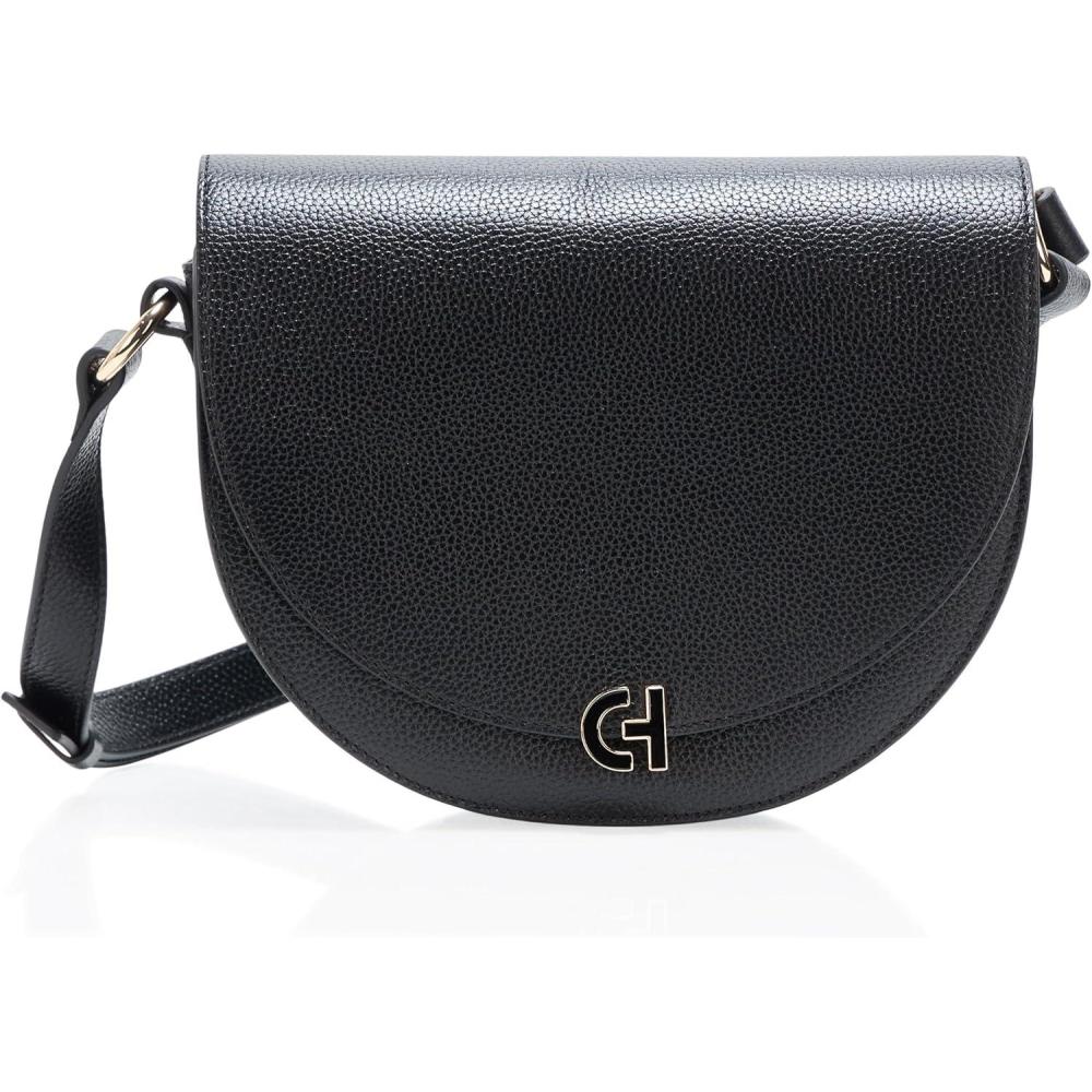 imageCole Haan Womens Evie Leather Saddle BagBlack