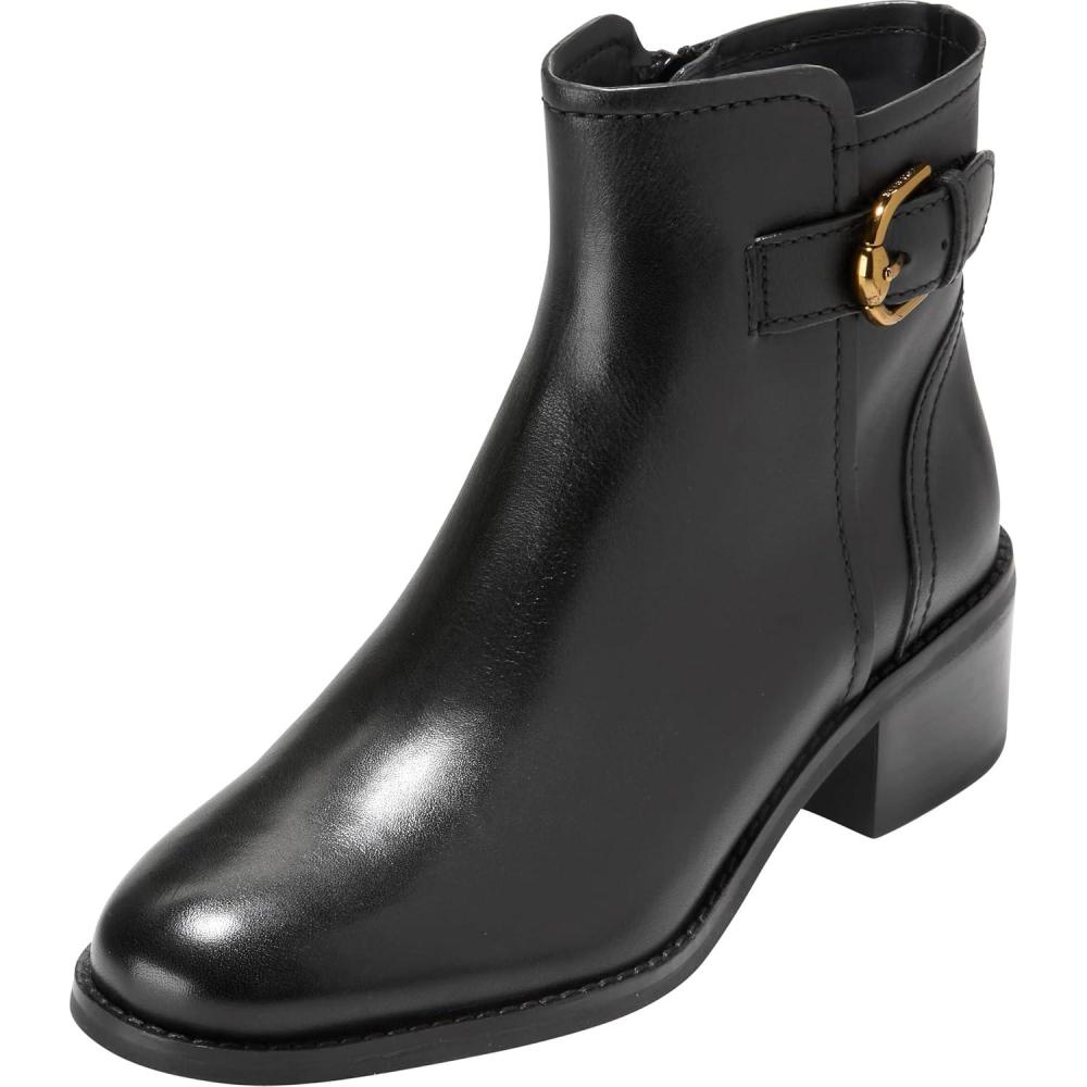 imageCole Haan Womens Hanover Buckle Ankle BootsBlack Leather